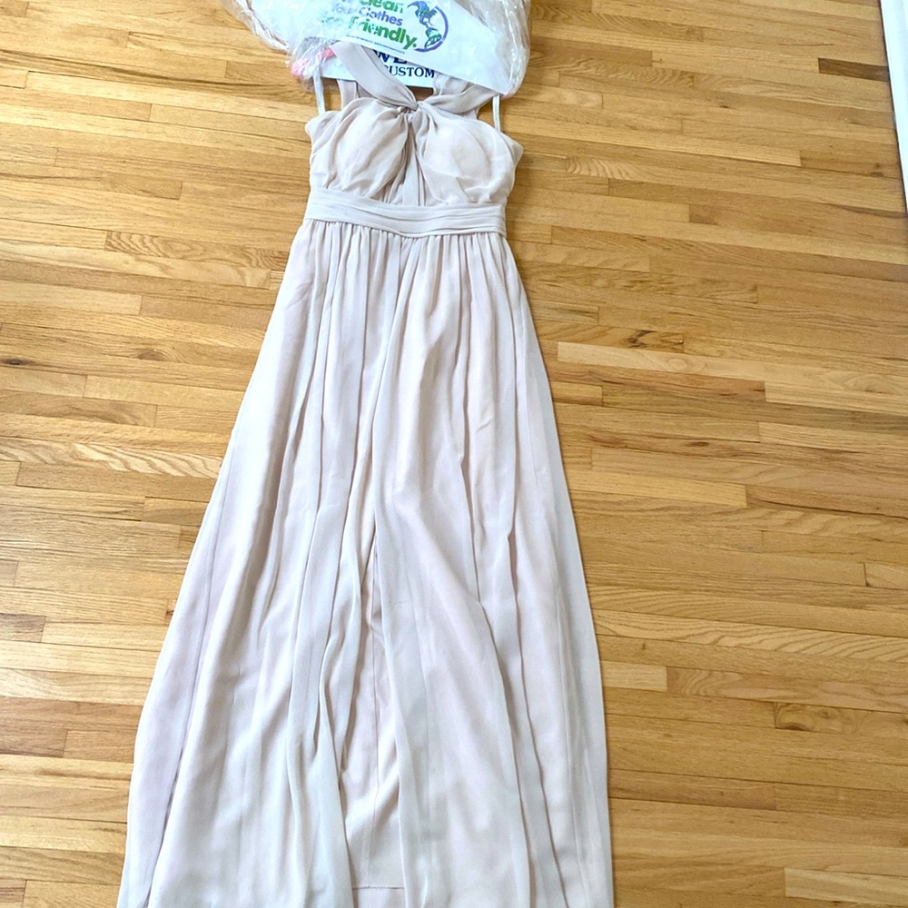 Champagne bridesmaid dress.
